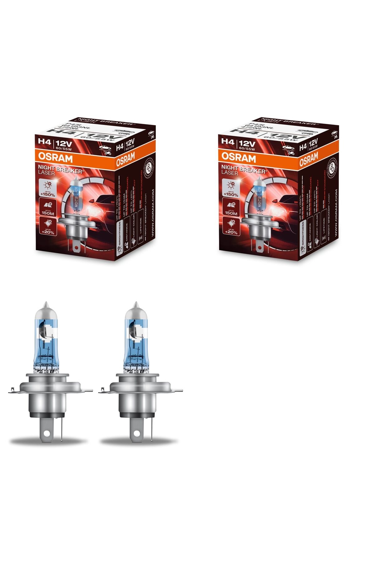 NBL H4 12V 60/55W%150'ye kadar Fazla Işık 150M'ye kadar Fazla Görüş Açısı (Takım - 2 Ad.)