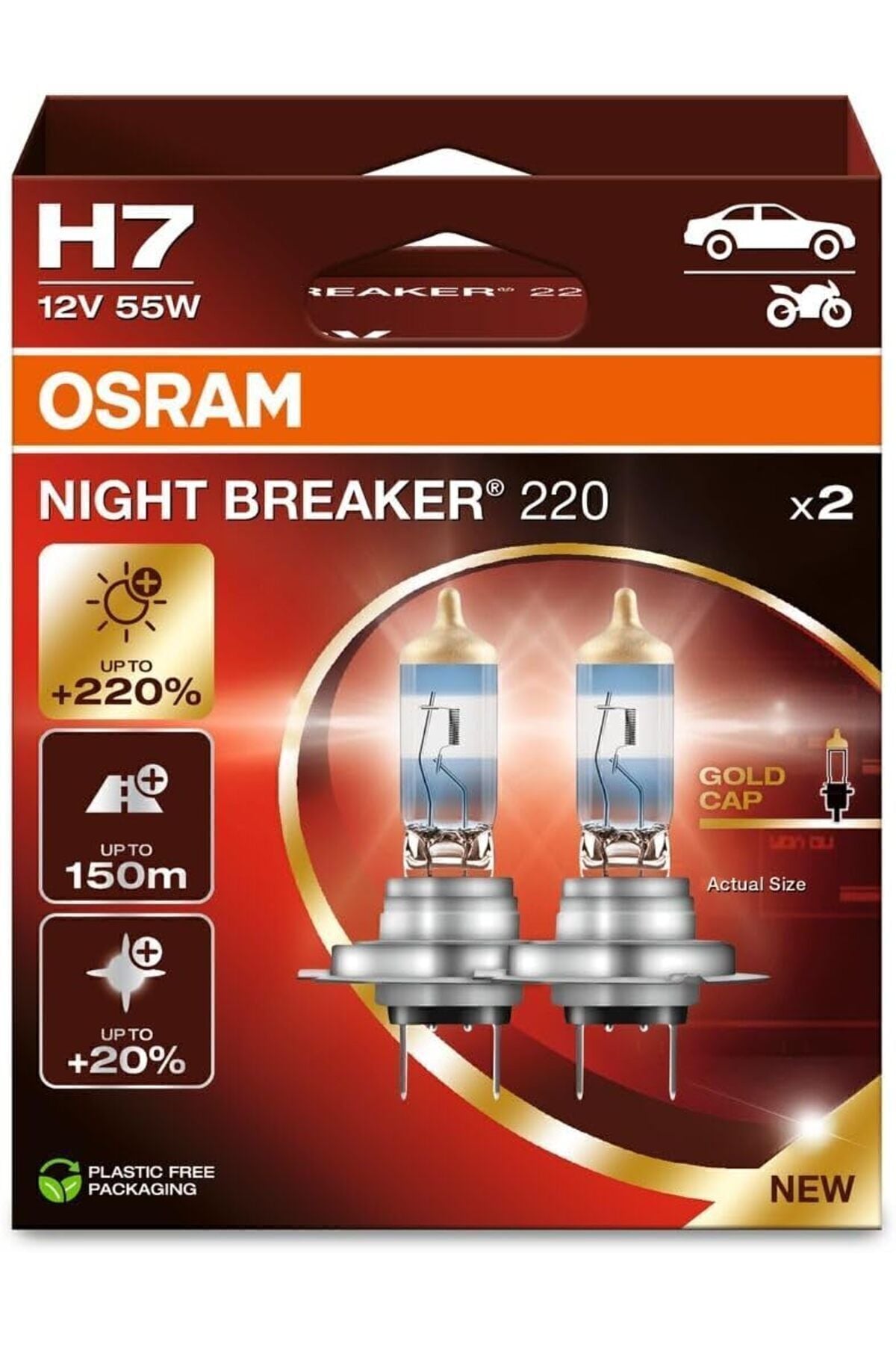 H7 Night Breaker 220 12v %220 Fazla Işık (1 TAKIM-2 AD.) (YASAL HALOJEN)