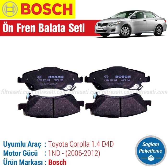 Toyota Corolla 1.4 D4D Bosch Ön Fren Balata Takımı 2007-2012