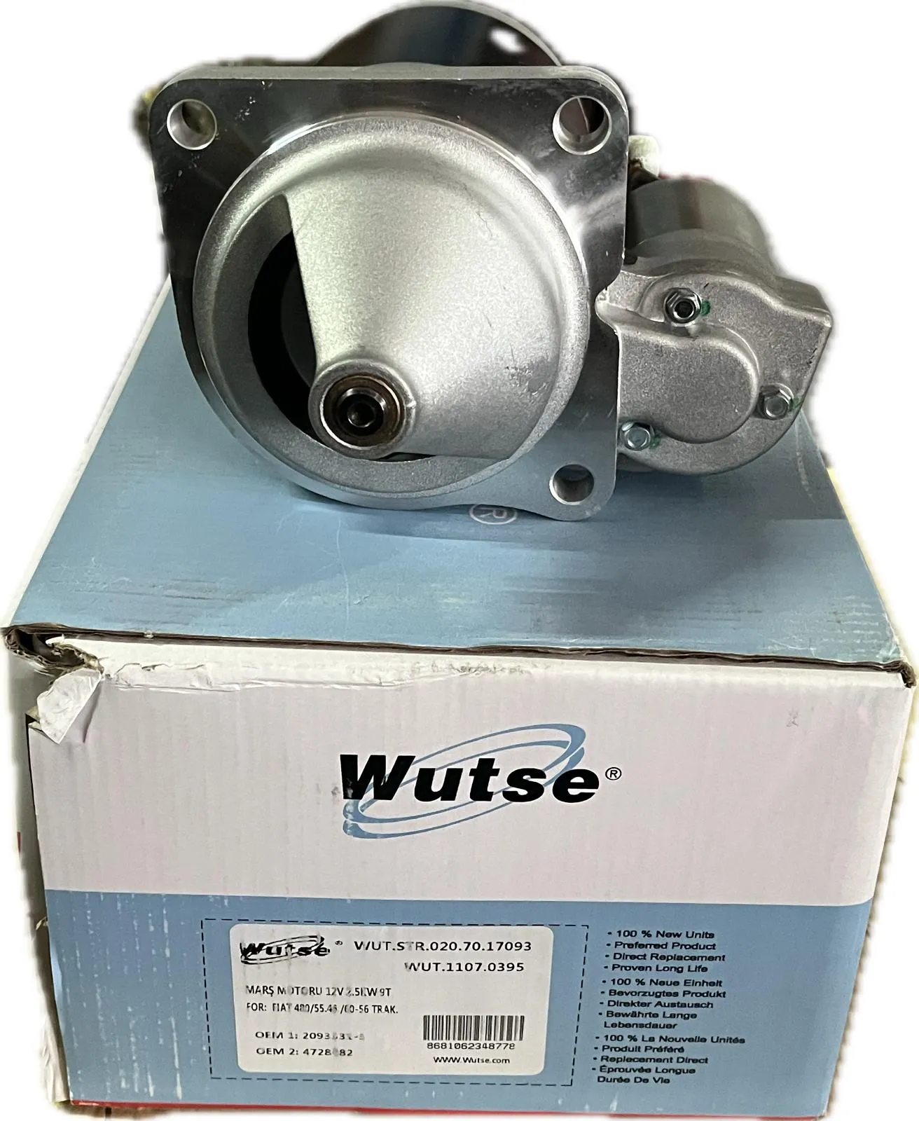 Wutse Str17093 Marş Motoru 9 Diş 12 Volt Fiat Traktör Güçlendiril