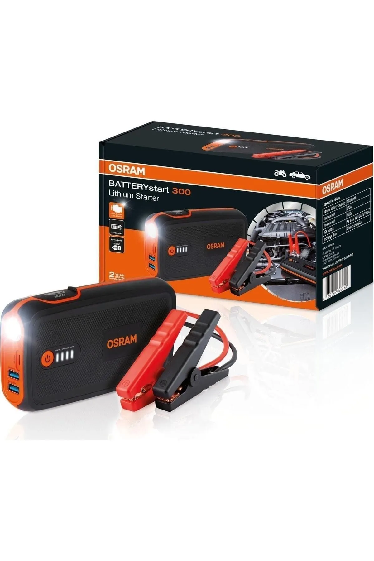 Obsl300 Akü Takviye Cihazı 300 Amper 13000 Mah Çantalı Işıklı