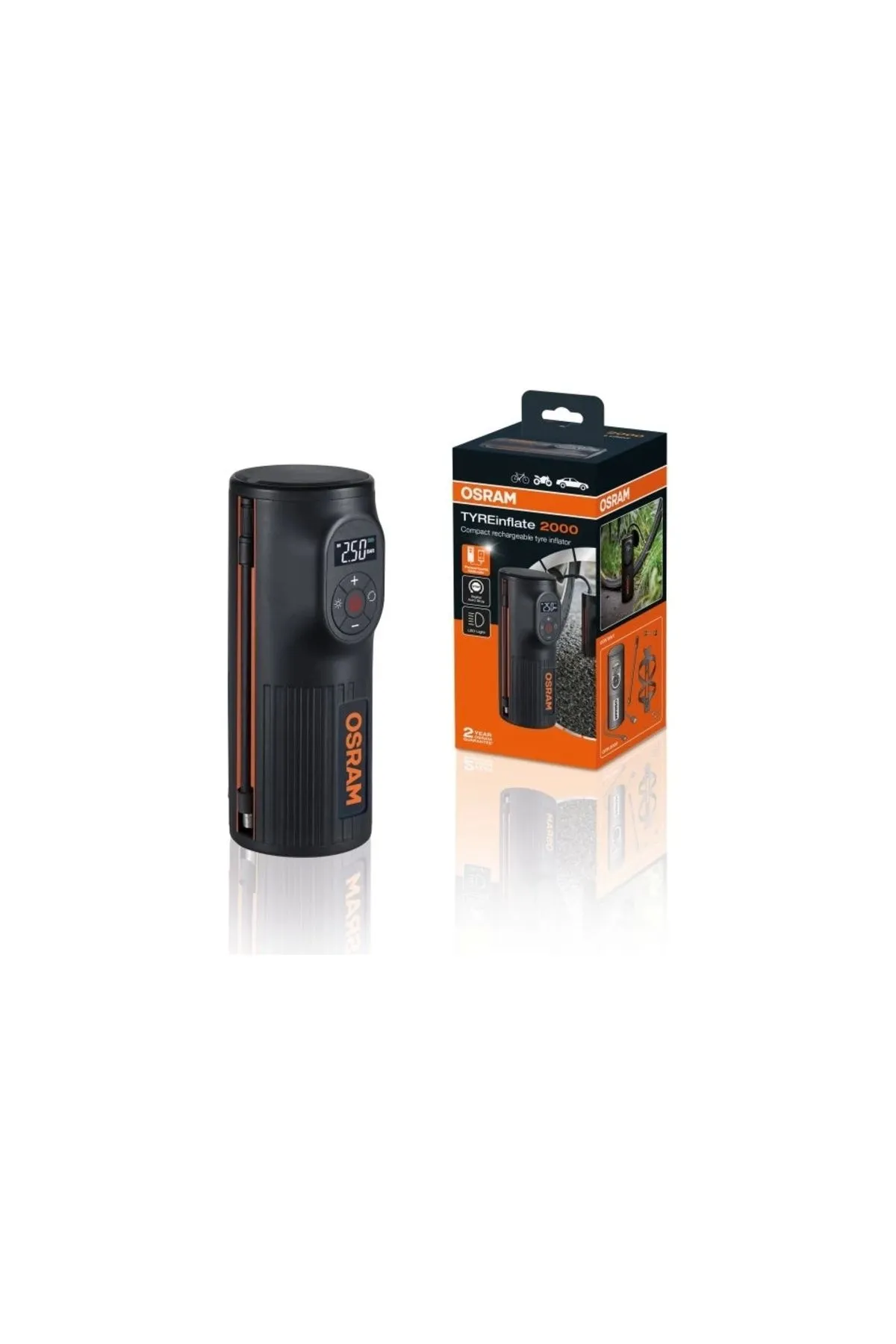 Lastik Şişirme Kompresörü, Şarjlı, 2000 Mah, Tyreinflate Otir2000
