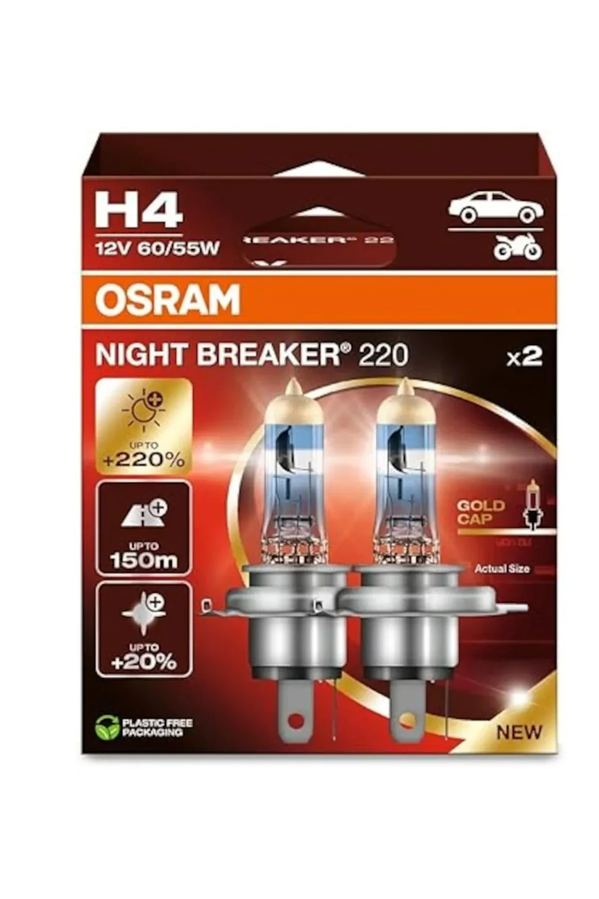 Night Breaker 220 H4 Ampül 2 Adet - %200 Fazla Işık